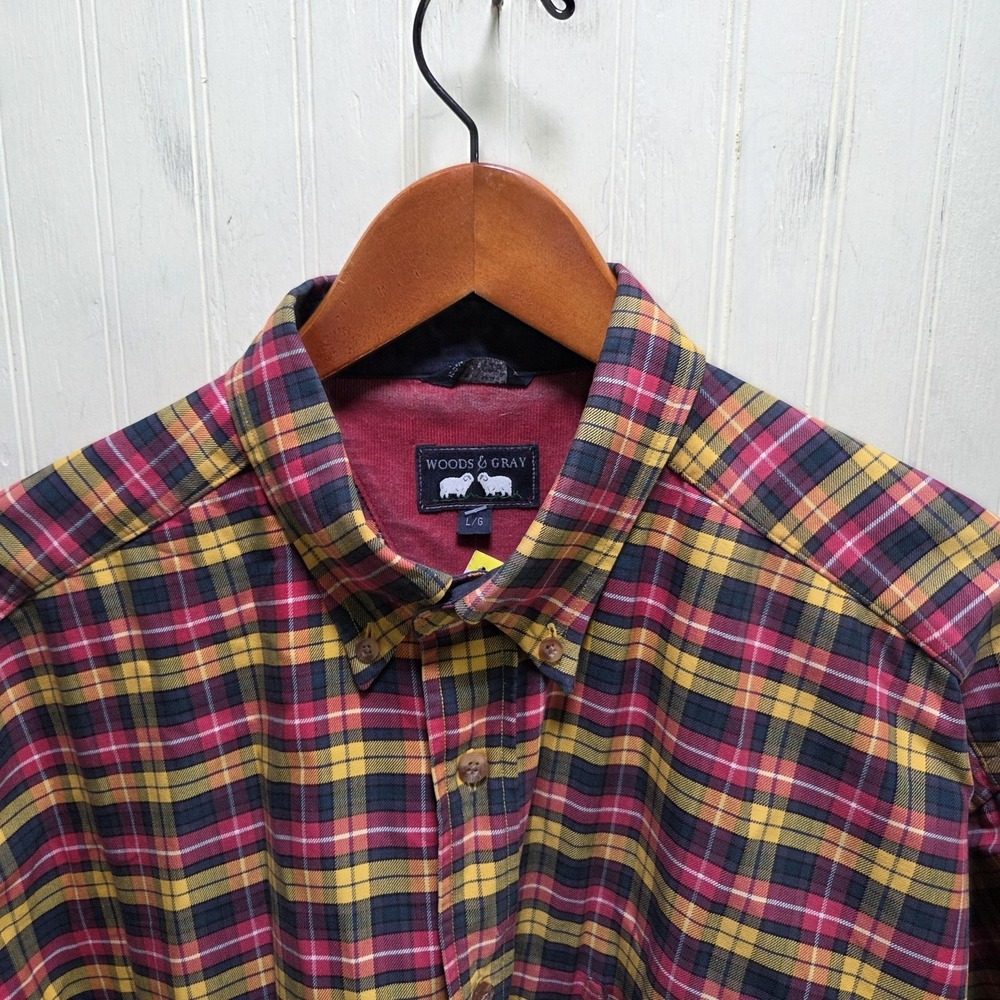Woods & Gray Shirt Mens Large Multicolor Plaid Flannel Long Sleeve Button-Up
